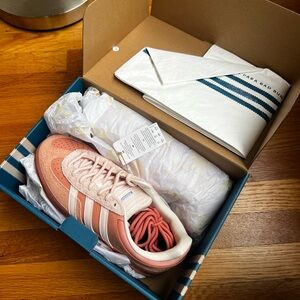 Adidas Coral and White Sneakers